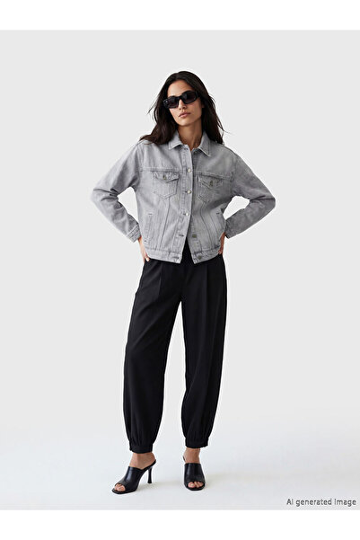 LC Waikiki Shirt Collar Oversize Women's Jean Jacket