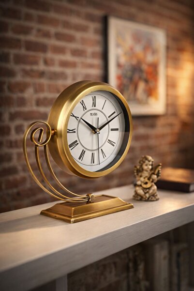 Muyika Design Masa Saati Metal Gold - Sessiz Akar Mekanizma Modern Ofis Salon...