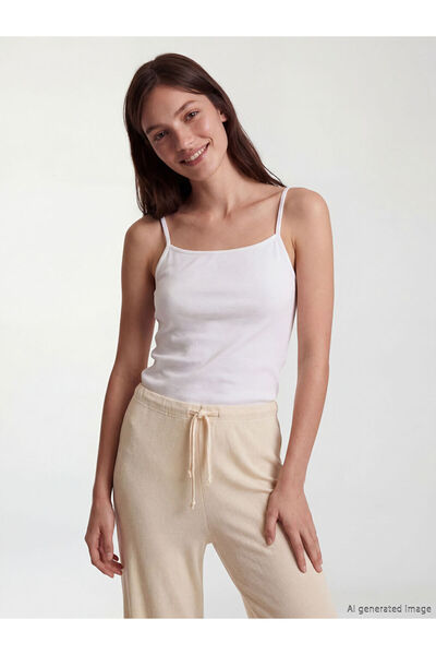 LC Waikiki White U-Neck Rope Strap Women's Tank Top