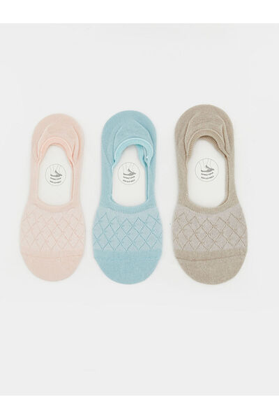 LC Waikiki جوارب باليرينا نسائية وردية مخرمة، عبوة من 3 قطع