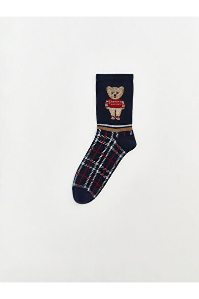 LC Waikiki Rmz Gi̇yi̇m Farkiyla Teddy Bear Printed Women's Socks