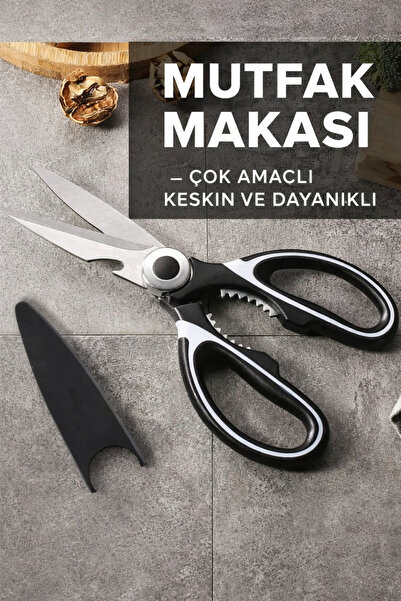 EcoVibe Çok Amaçlı Mutfak Makası Paslanmaz Çelik Keskin Bıçaklı Tavuk Balık S...