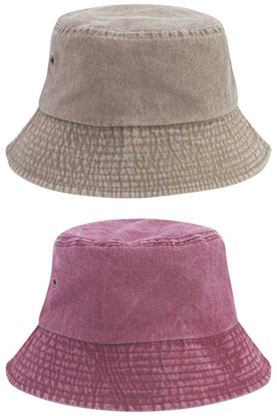 Mood Agenda Unisex Vintage 100% Cotton Bucket Hat Set of 2