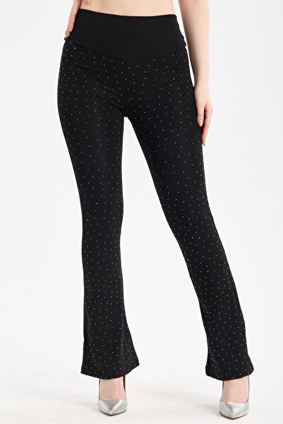 Clothes Fast Ženske širokogabaste tajice sa visokim strukom i kamenčićima, fl...