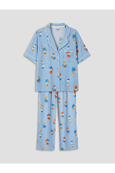 LC Waikiki Γυναικείο σετ πιτζάμες με στάμπα Peak New Season Bear Teddy