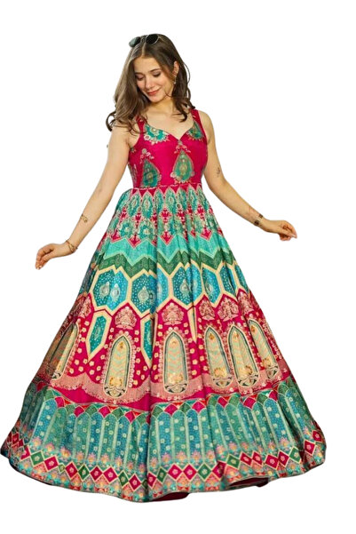 MYSMAR فستان جورجيت وردي اللون مع دوباتا - FFT1323 |   وردي