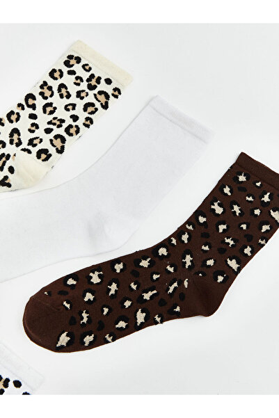 LC Waikiki Beige Leopard Patterned Women's Socks 5-Piece