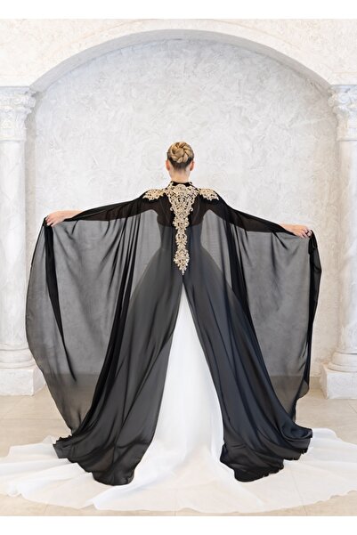paris in paris New Generation Black Kaftan-Bindalli-Wedding Dress with Over-C...