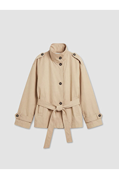 LC Waikiki Rmz Gi̇yi̇m Farkiyla Hakim Roba Collar Belted Women's Trench Coat