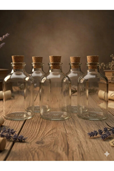 Juniberry 5Pcs Multi-Purpose Transparent Glass Bottle Vial with Cork Stopper ...