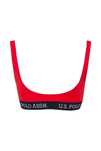 U.S. Polo Assn. Kadın Kırmızı U Yaka Bralet Bikini Üst