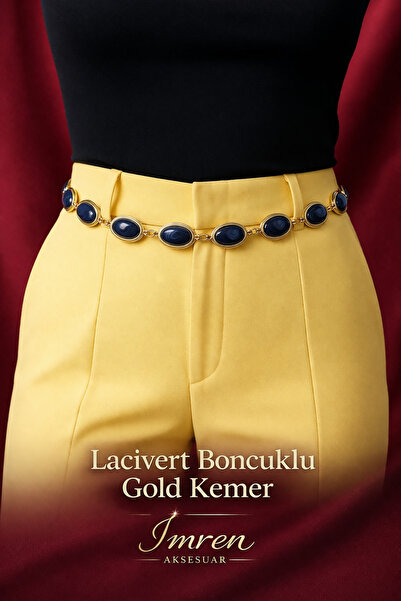 İMREN AKSESUAR Colorful Detailed Plastic Beaded Women's Waist Belt with Gold ...