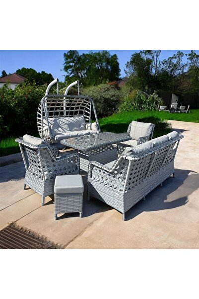 FYAQA HOME (SALINCAK HEDİYELİ)Rattan Bahçe Takımı Oturma Grubu 3'lü - 7 Kişilik