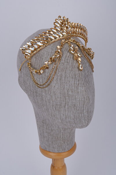 Hayalperest boncuk Κρυστάλλινο νυφικό στέμμα με λεπτομέρεια στο μέτωπο, αξεσο...