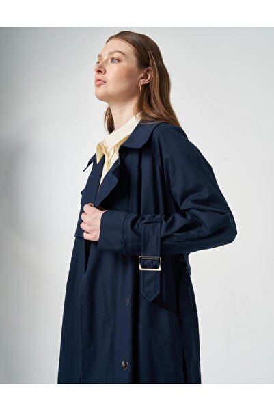 Kayra Καμπαρντίνα με λεπτομέρεια επωμίδας σε σκούρο μπλε ναυτικό 74007