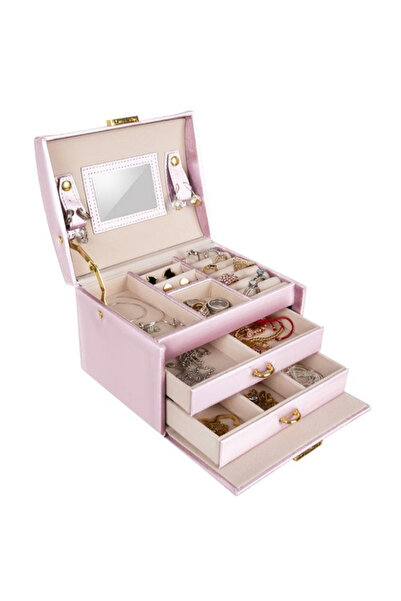 Beautylash BEAUTYLASHH jewelry box,key, 20 compartments, 2 drawers, mirror, r...