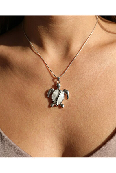 PURE BERRY Silver Color Patterned Turtle Silver Color Steel Necklace (Shippin...
