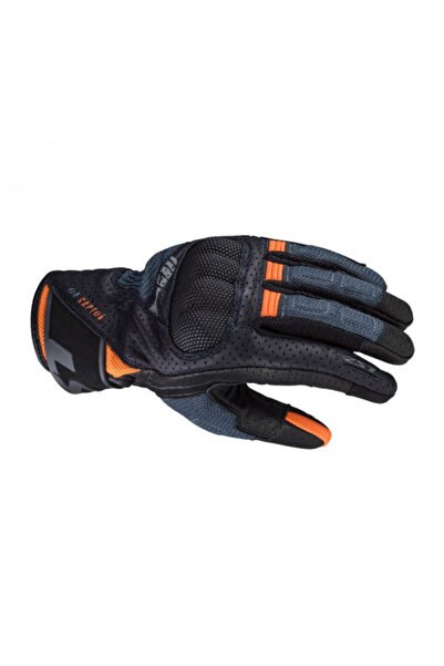 LS2 Air Raptor leather/textile motorcycle gloves, black/orange, size S