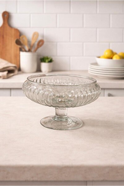 decovien Stylishly Designed Glass Fruit Bowl with Stand, Dragee & Chocolate C...