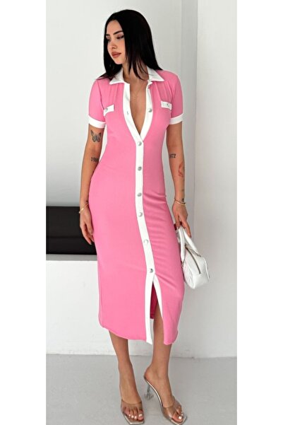 Esperar Buttoned Dress Pink