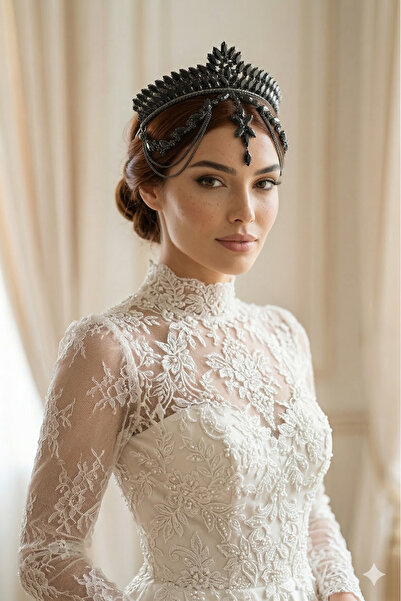 Limelia تاج زفاف كريستالي مزين بتفاصيل متقنة، إكسسوار زفاف للعروس