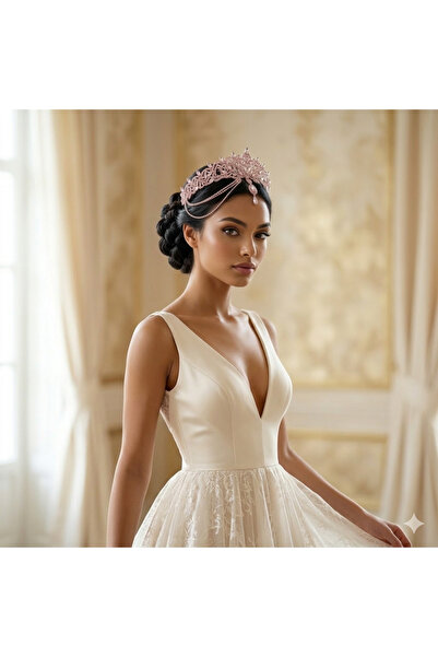 Limelia إكسسوار تاج الحناء للسهرات والخطوبة من طراز إليجانس مع سلسلة من أحجار...