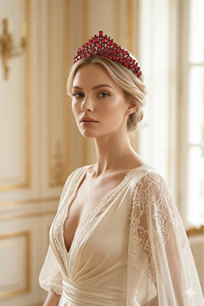 ESPEREST تاج الملكة من الحجر على طراز السلطان، تاج الحنة، باقة الزفاف وإكسسوا...