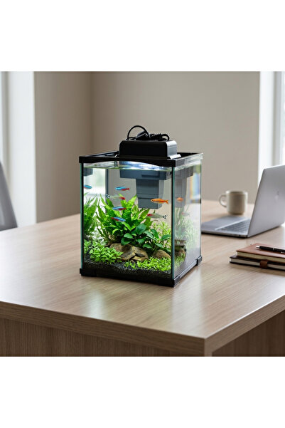Leecom XK-250 Desktop Glass Aquarium (18L) – Fish Tank with LED Lighting & Fi...