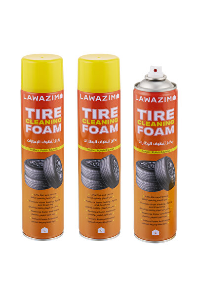 Lawazim 3-Piece Tire Cleaning Foam Spray - 650ml - Easy to Use Active Foam Ti...