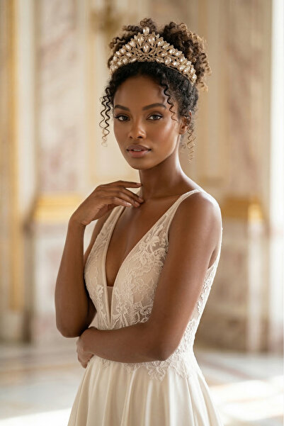 ESPEREST تاج الملكة من الحجر على طراز السلطان، تاج الحنة، باقة الزفاف وإكسسوا...