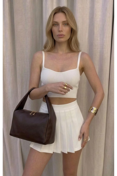 Pera Collection Brown Women's Shoulder and Hand Bag with Strap