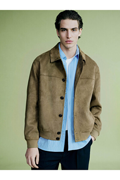 LC Waikiki Men's Suede Jacket in a Regular Fit