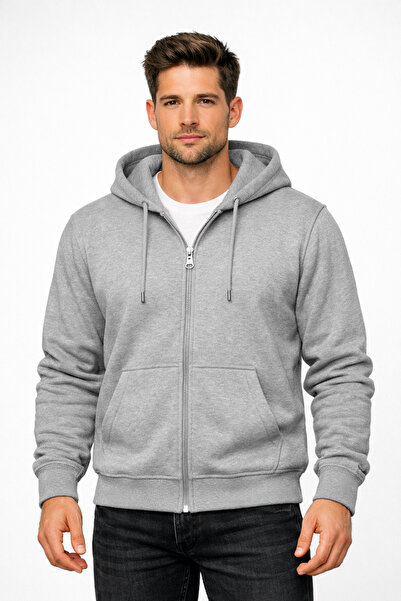 allymoda Unisex Φούτερ με άνετη εφαρμογή και άνετη κοπή, με φλις εσωτερικά, μ...