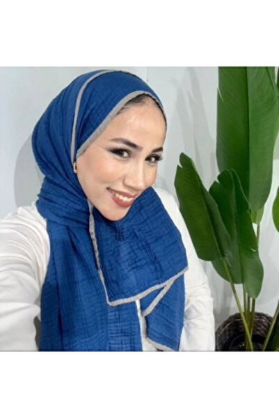 AMİNENESİL Biyeli Müslin Şal Saks Gri Renk