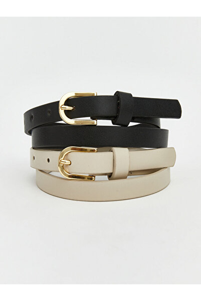 LC Waikiki Μαύρη δερμάτινη ζώνη για κορίτσια, σετ 2 τεμαχίων