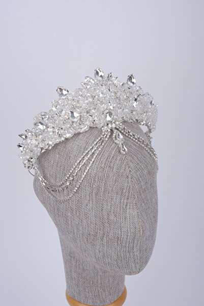 Limelia Κρυστάλλινη Κορώνα με Αλυσίδα για Νύφες, Αξεσουάρ Μαλλιών για Γάμο κα...