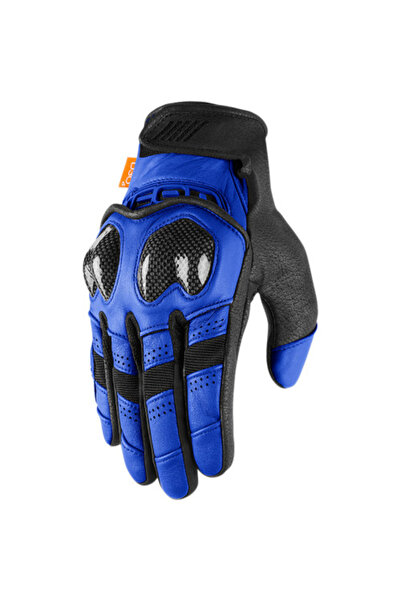 Icon Contra2 leather gloves, blue/black color, size M