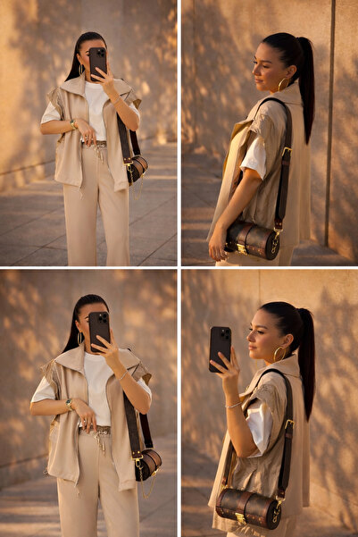 Gugus Set de pantaloni și vestă pentru femei, cu fermoar elastic în talie, se...