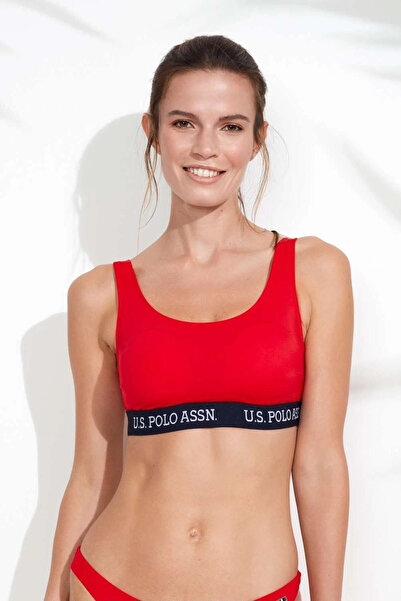 U.S. Polo Assn. Kadın Kırmızı U Yaka Bralet Bikini Üst