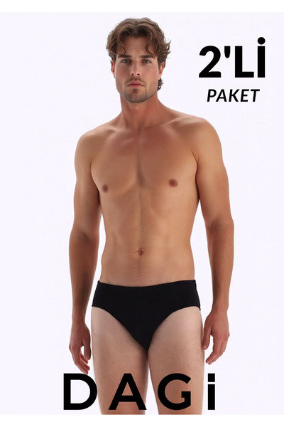 Dagi Ανδρικά εσώρουχα 100% βαμβακερά μαύρα σλιπ 2 τεμαχίων - Άνετα χτενισμένα...