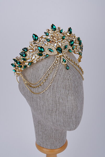 Limelia Εθνική αλυσίδα προσώπου νύφης με κρυστάλλινη τιάρα και στέμμα vintage...