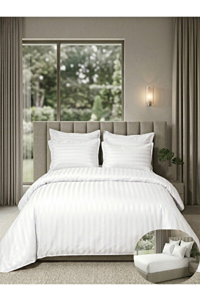 Truva Home Lenjerie de Pat Hotelieră 6 Piese - Imprimeu Damasc, Cearceaf cu E...