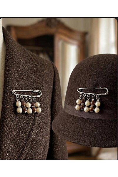 AYFAACCESSORIES İnci Detaylı Çengelli İğne Broş - Ceket ve Şapka Aksesuarı
