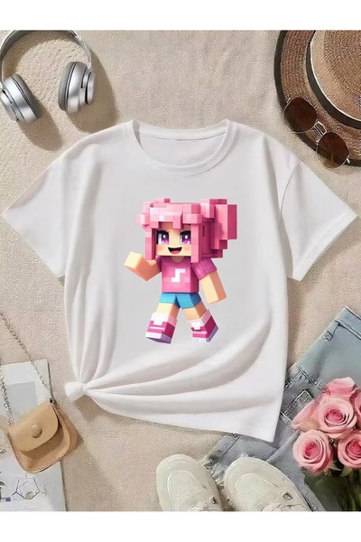 PixelWear تي شيرت كبير الحجم للجنسين من Pixel Art Girl Kids