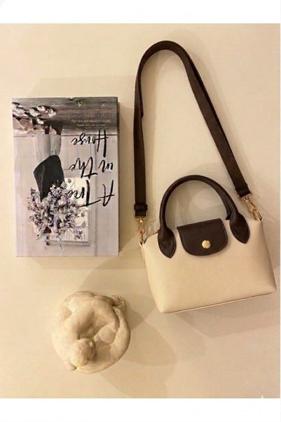 SİDEES ÇANTA Ecru & Mini Leather Women's Crossbody Bag 24X15 cm