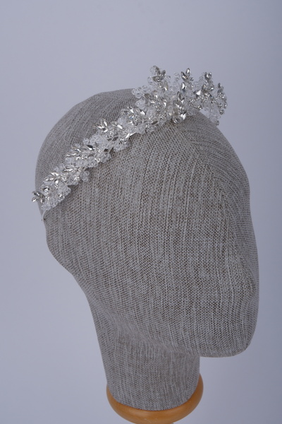 Limelia Νυφικό στέμμα με κρυστάλλινες χάντρες και πέτρες, αξεσουάρ μαλλιών γι...