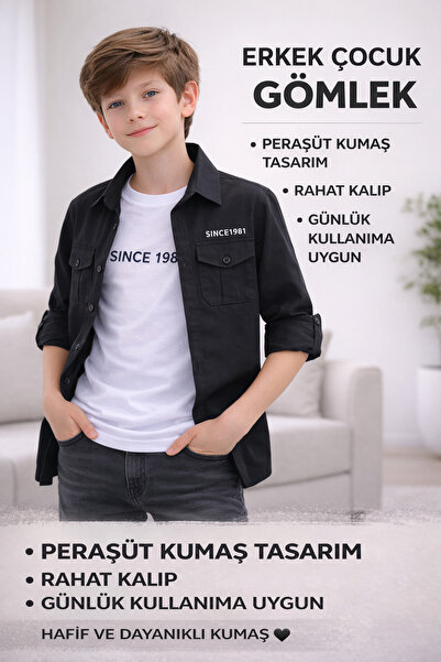 SURVIVOR 49903-26 Boy's Parachute Fabric Shirt and Printed T-Shirt Combinatio...