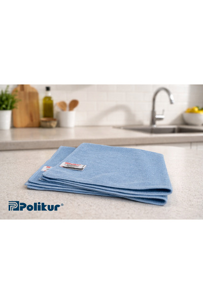 Polikur 2'li Mikrofiber Bez 40*40cm Mavi (Kuş Gözü Doku)