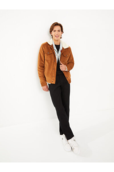 LC Waikiki Standard Fit Fur-Collared Velvet Men's Coat