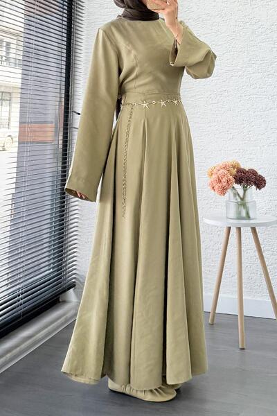 MELEK ARAZ Vintage High Waist Flare Skirt - Green